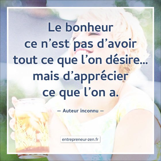 Le bonheur est en soi Entrepreneur Zen