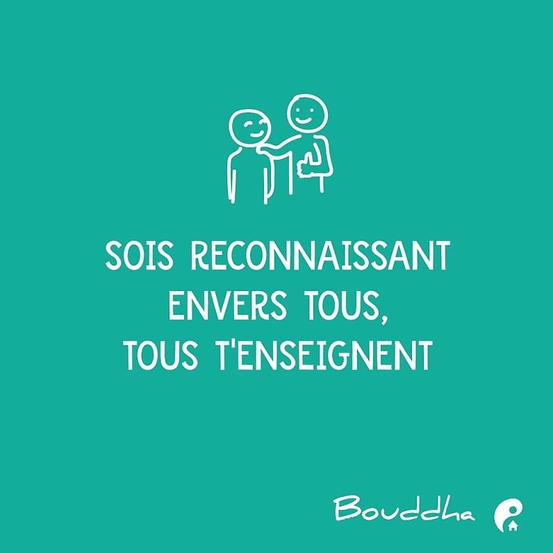 Sois reconnaissant envers tous, tous t'enseignent (Bouddha)