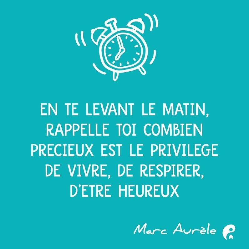 En te levant le matin, rappelle toi combien précieux est le privilège de vivre, de respirer, d'être heureux. (Marc Aurèle)